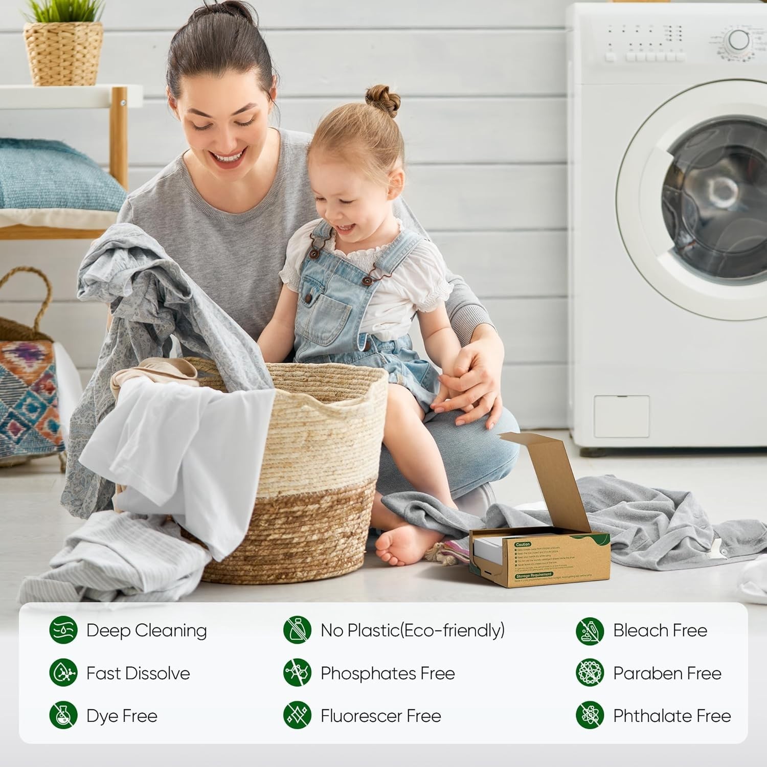 Eco-Friendly Fragrance-Free Laundry Detergent Sheets for 300 Loads