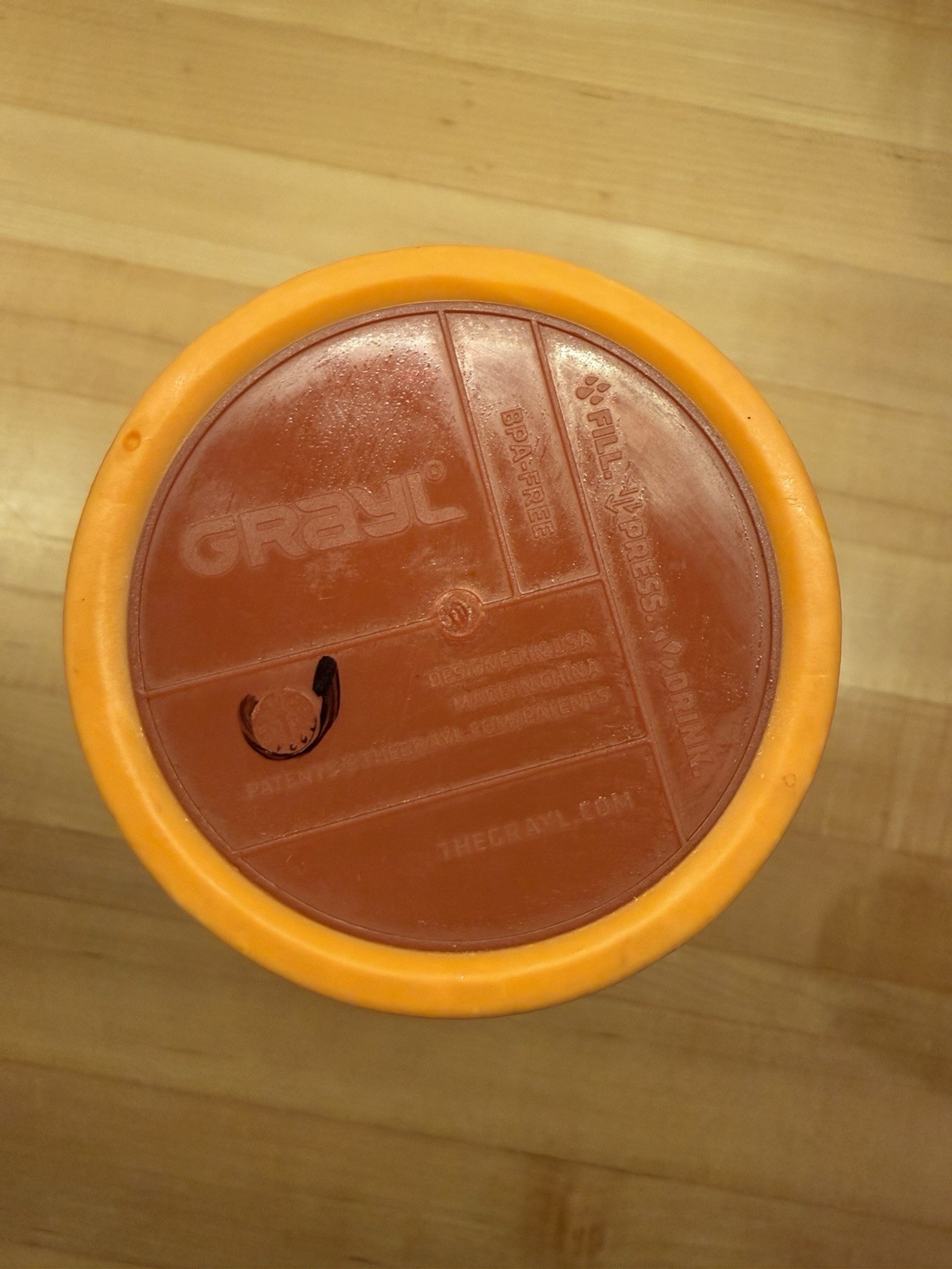 Grayl Water Purifier 16oz Orange Water Bottle Marker On Bottom Used 16oz