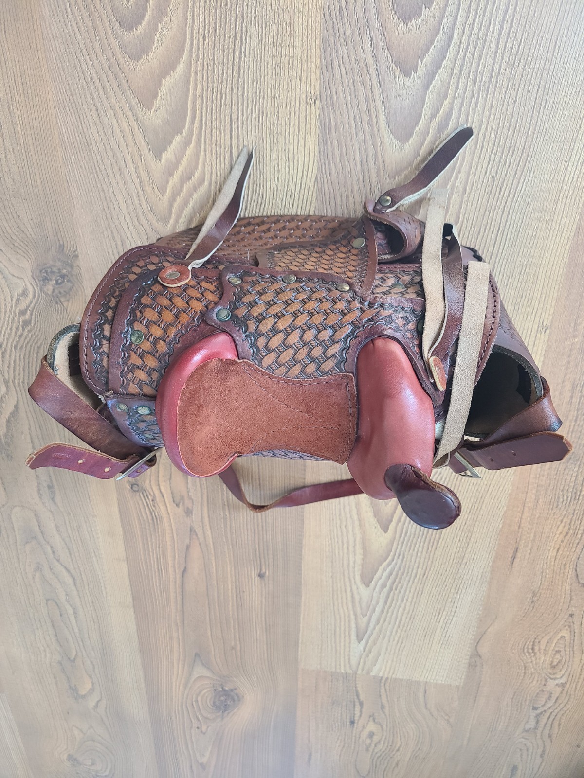 Circle Y Western Saddle Bag Leather Shearling Lined Vintage Riding Accessory