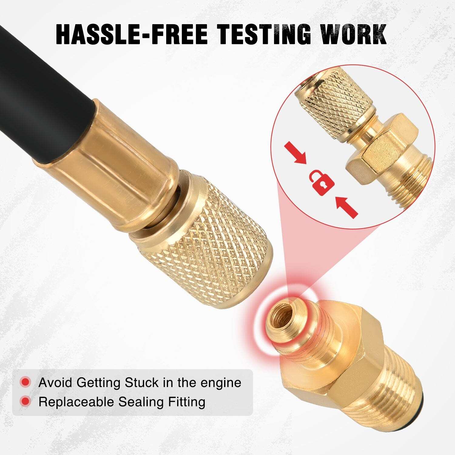 9pcs 0-100 PSI Fuel Injection Pump Pressure Gauge Petrol Engine Diagnostic