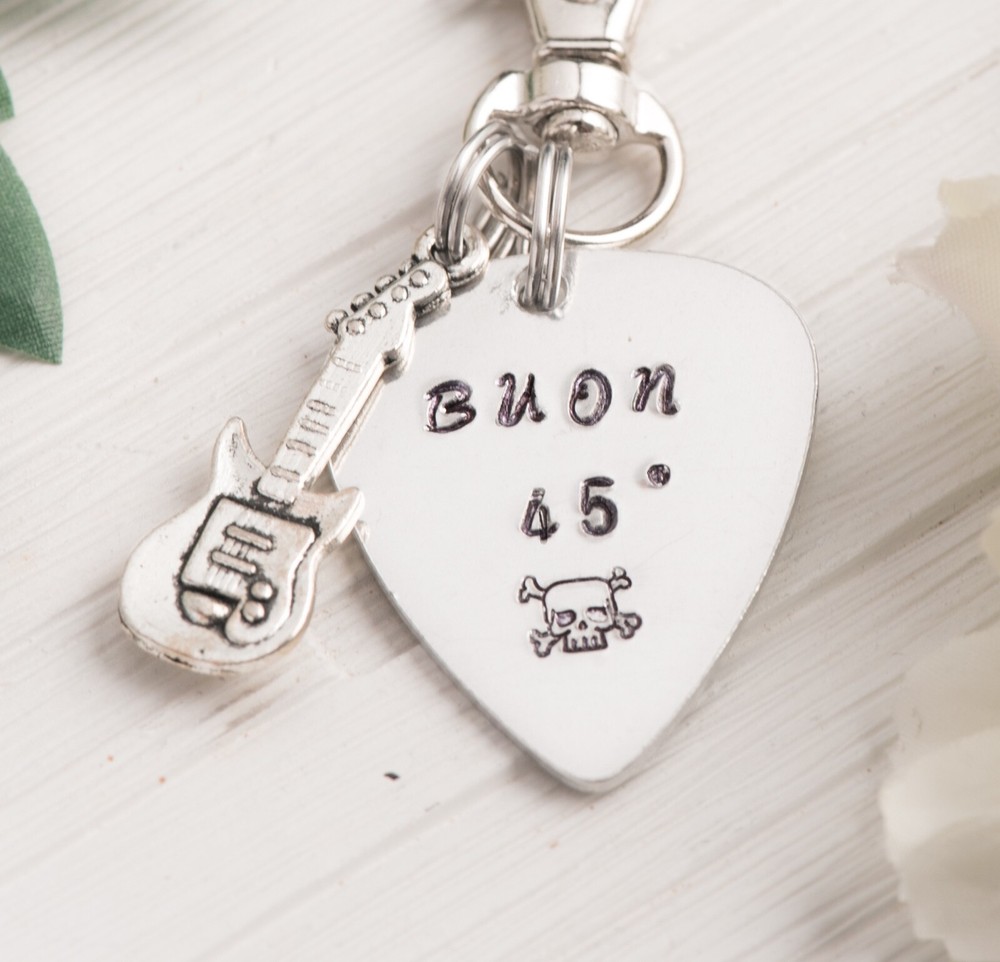 40 Year Birthday Customizable Pick Guitar Keychain