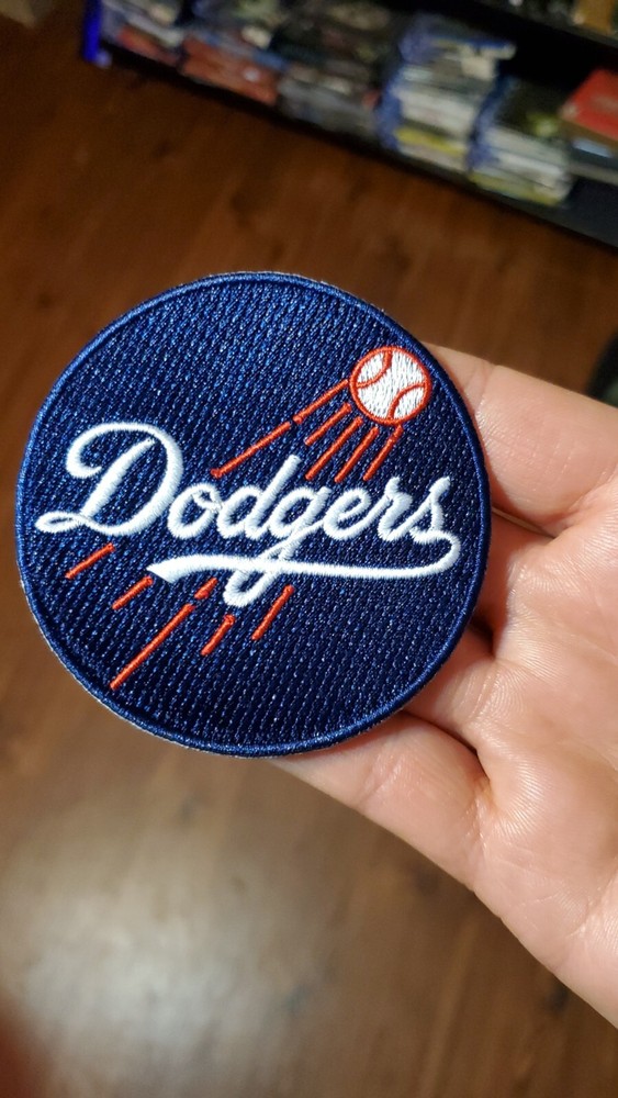 LA Dodgers Round Style Patch. Embroidered. Iron On Backing. 3"x3"