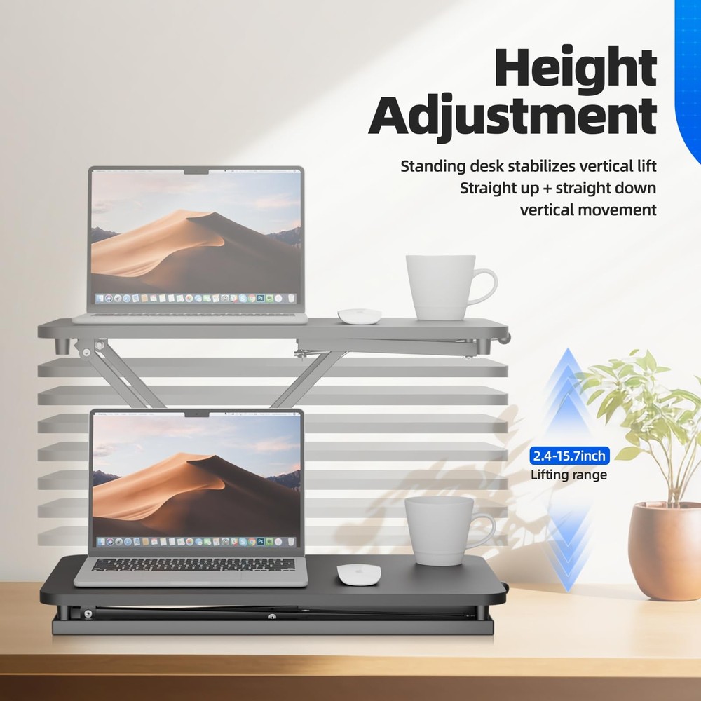 Standing Desk Converter Height Adjustable, Sit to Stand up Desk Riser Compute...