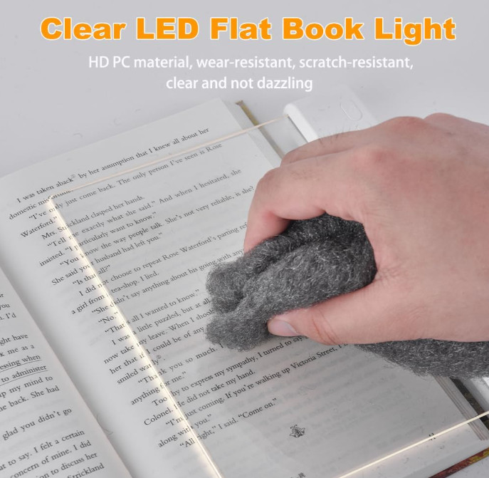 Rechargeable Flat LED Book Light Full Page Lamp with 3 Colors Timer Dimmable