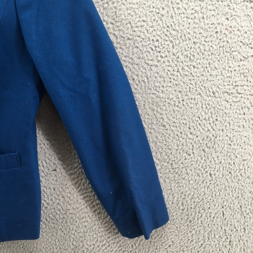 Pendleton Blazer Mens 12 Solid Blue Wool Collared Long Sleeves Front Buttons
