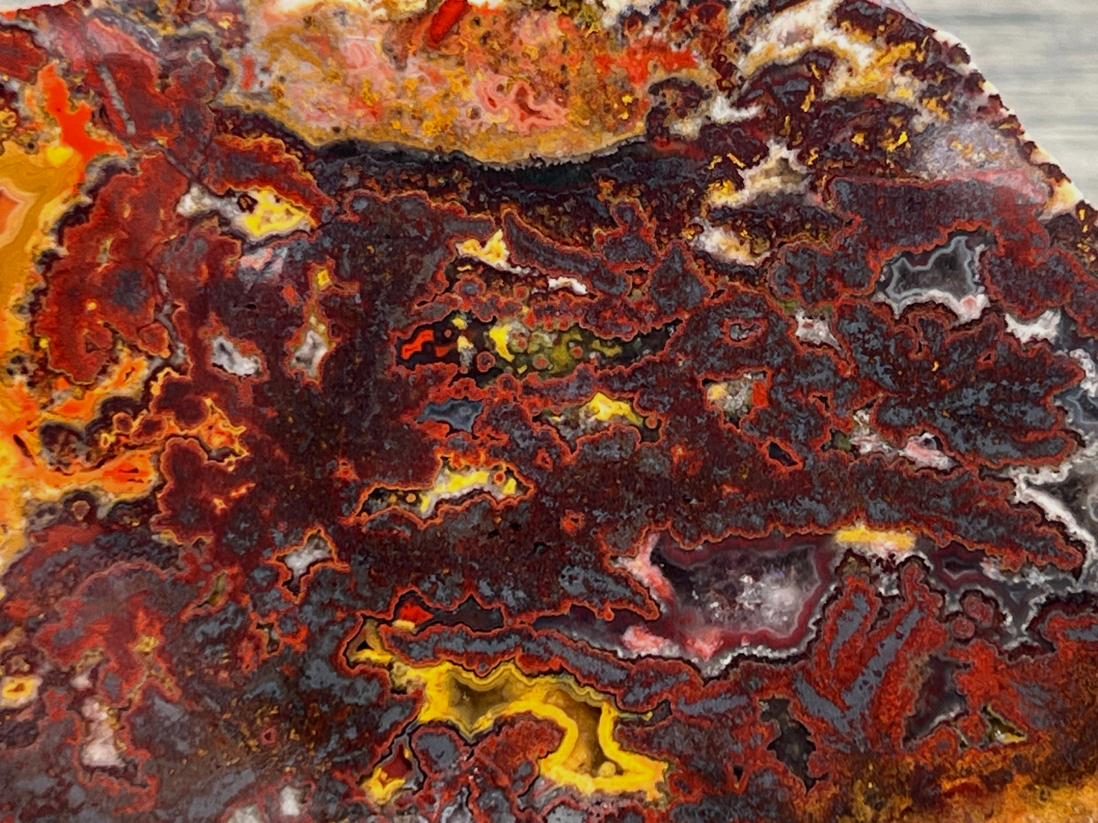 Rare Old Stock Persian Lace Jasper Hematite - Morocco 4.5"x3.5" Agate Rough Slab