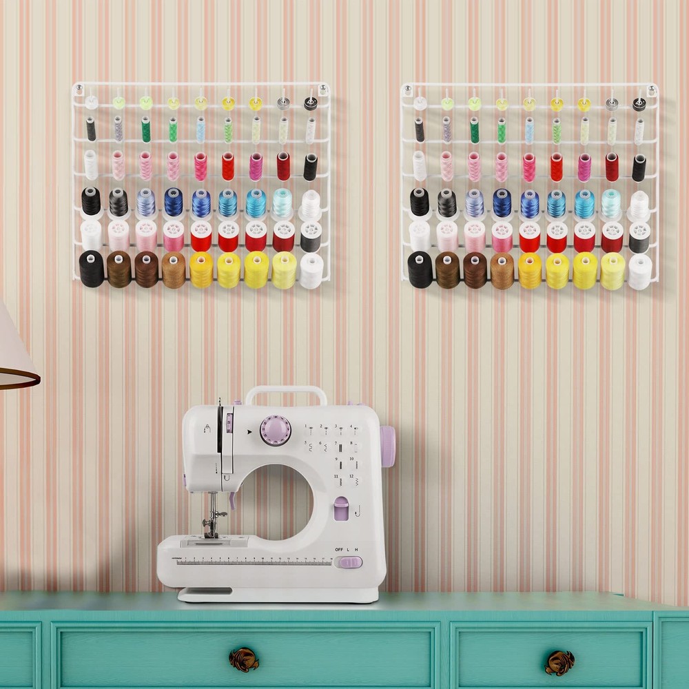 YBING Thread Holder Wall Mount 54 Spools Sewing Thread Rack Embroidery Thread...