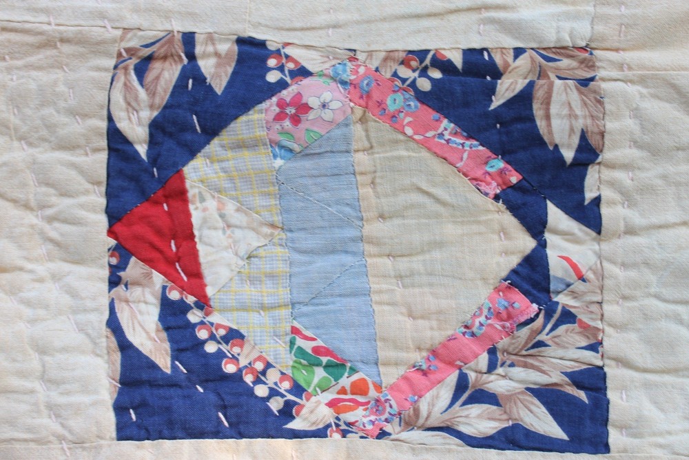 Antique Double Sided Scrap Frame Medallion Patchwork Quilt RARE