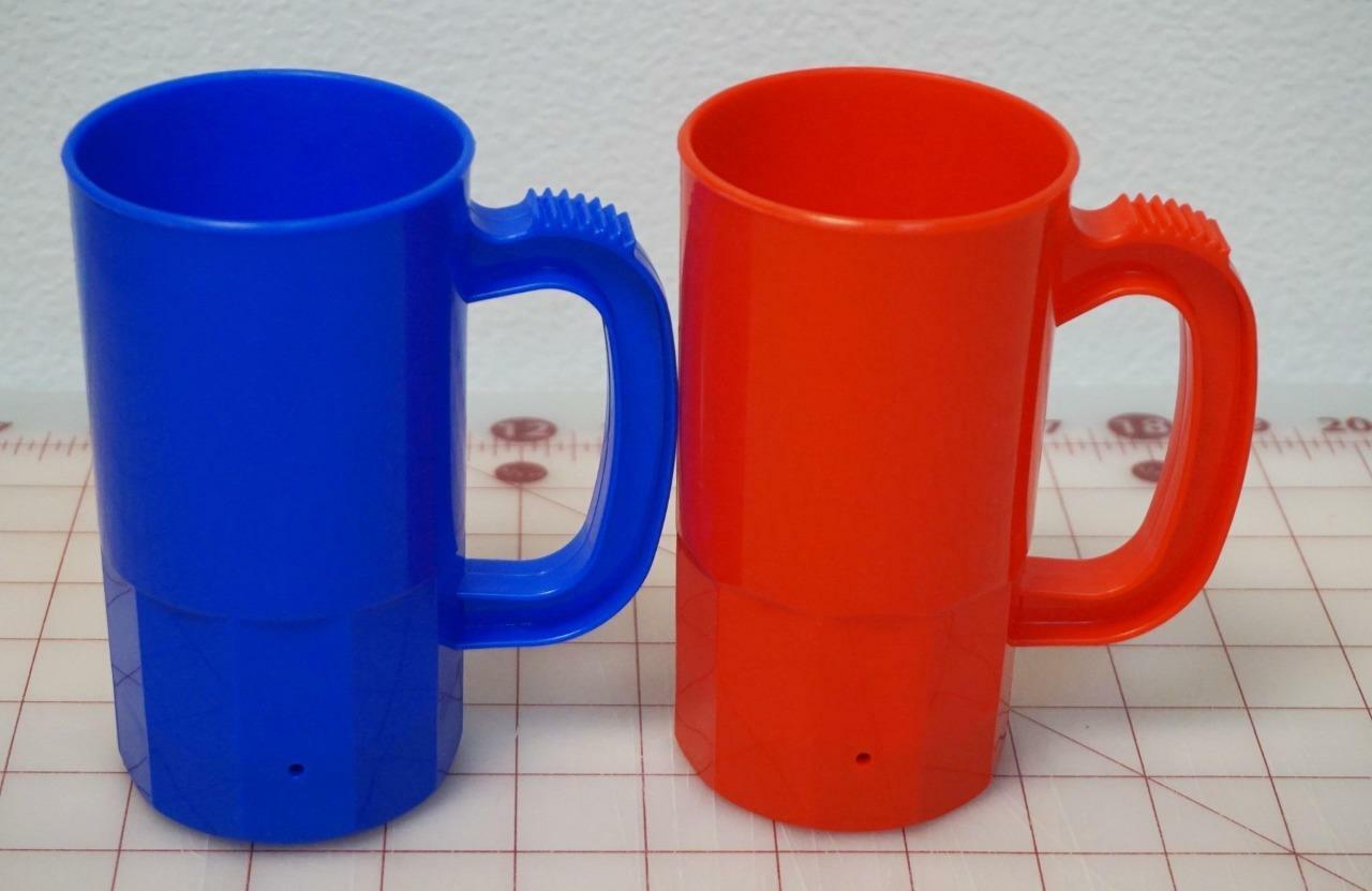 Small Kid's Size Plastic Mugs W/ Handles Made In USA You Choose Color 14 Oz