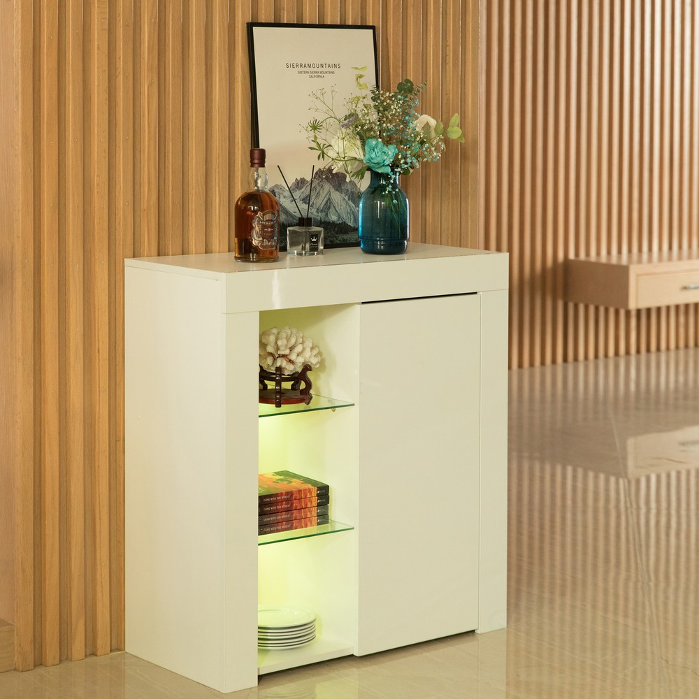 New Basicwise Office or Living Room Side Storage Cabinet with LED