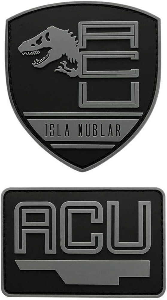 Isla Nublar Jurassic ACU Security Division Patch  -2PC PVC RUBBER - HOOK BACKING