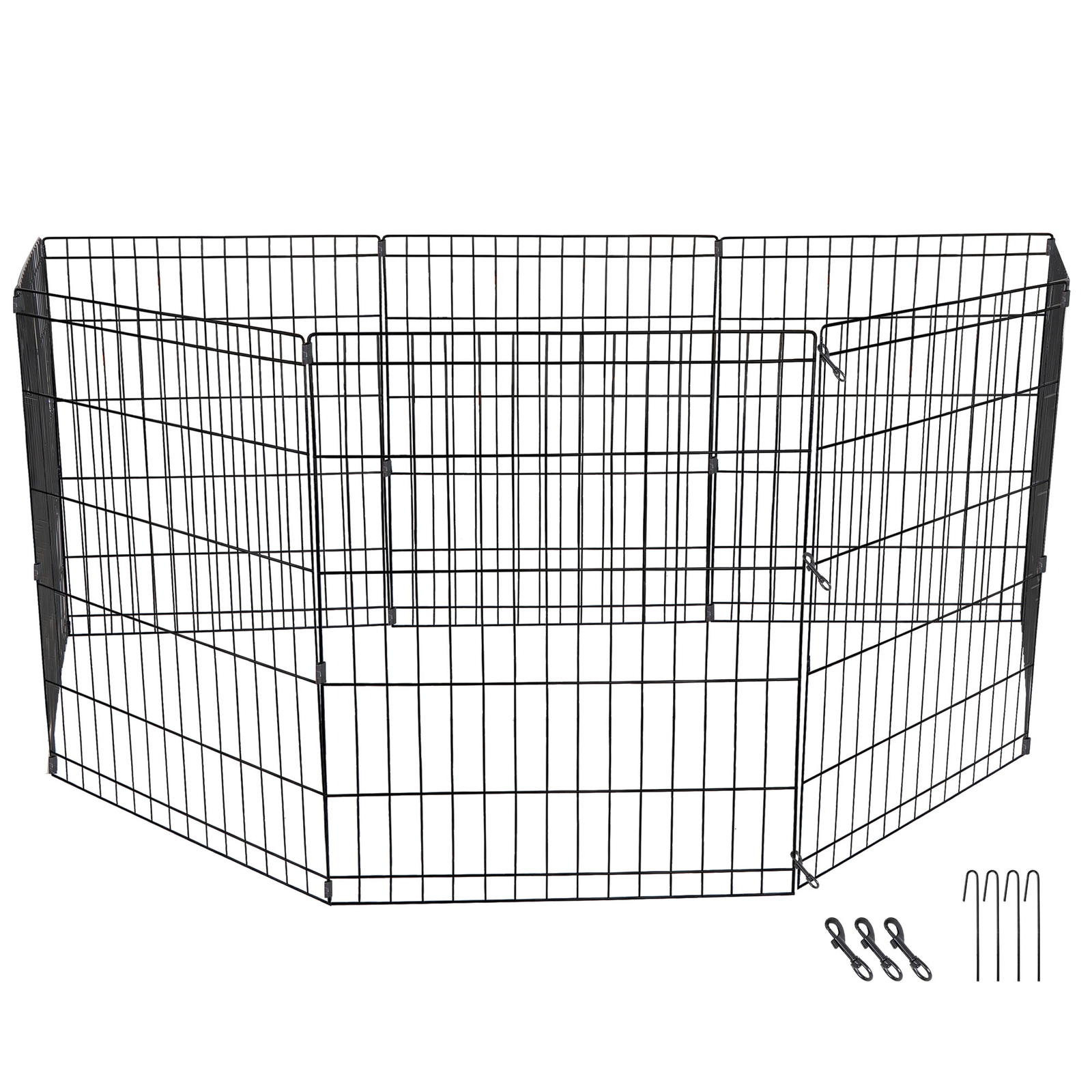 24" Dog Playpen Crate 8 Panel Fence Pet Play Pen Exercise Puppy Kennel Cage Yard