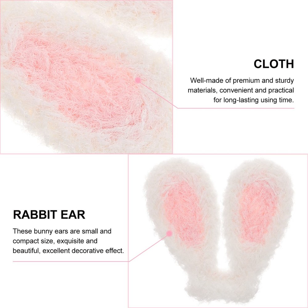ABOOFAN Plush Rabbit Ear, 20pcs Easter Mini Bunny Ears 4x3.9cm, White