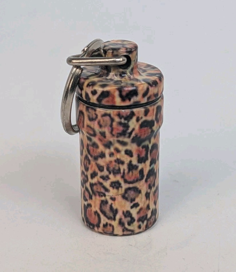 Metal Leopard Print Stash Keeper Keyring Keychain