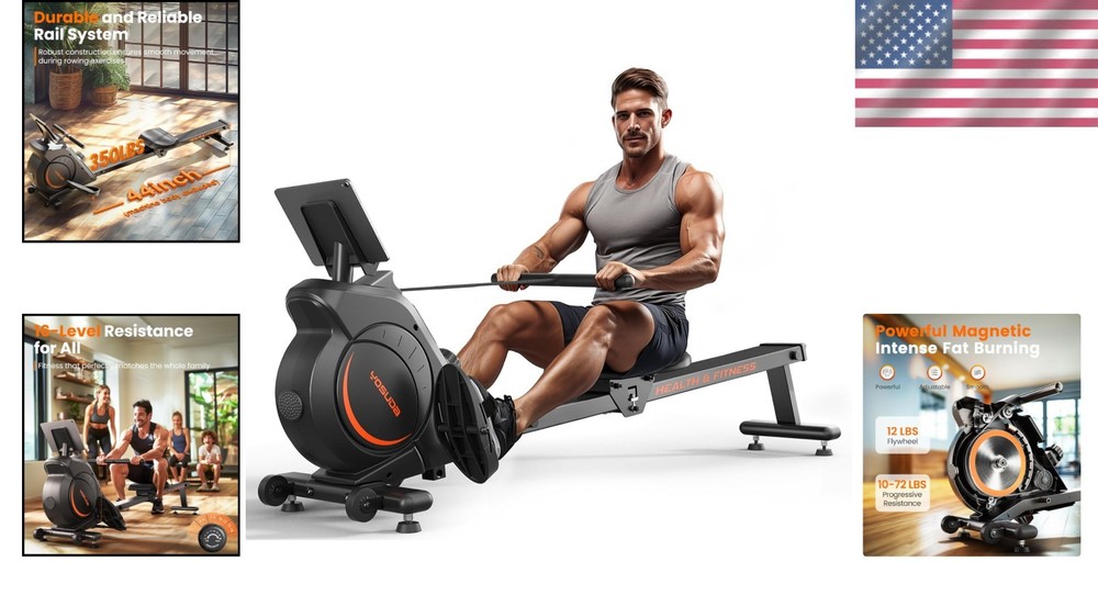 Magnetic Rowing Machine for Home Use - Bluetooth Supported & Comfortable Design