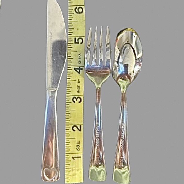 3 Piece Child Flatware Set Heart Handle Stainless