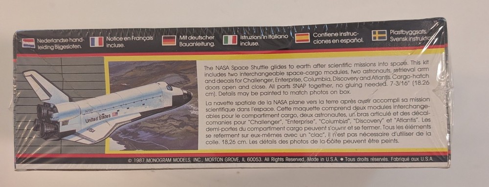 Monogram Snap Tite 1:200 Nasa Space Shuttle Model Kit # 5905
