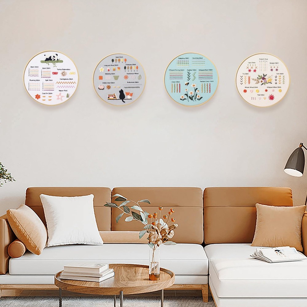 JOINRUN 4 Pack Beginner Embroidery Kit for Adults, Learn small, Panda