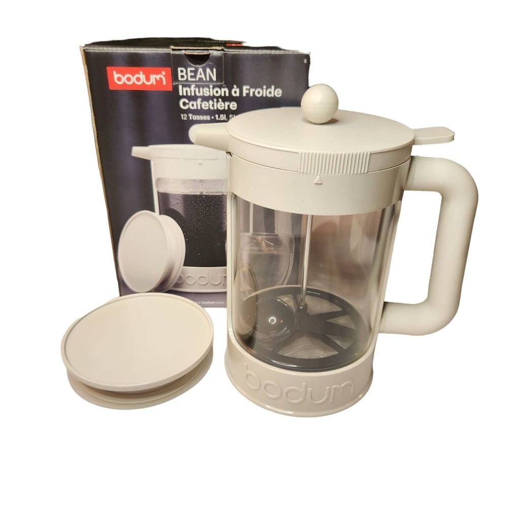 NEW! Bodum Bean Cold Brew Coffee Maker 12 Cups Two Lids One Scoop