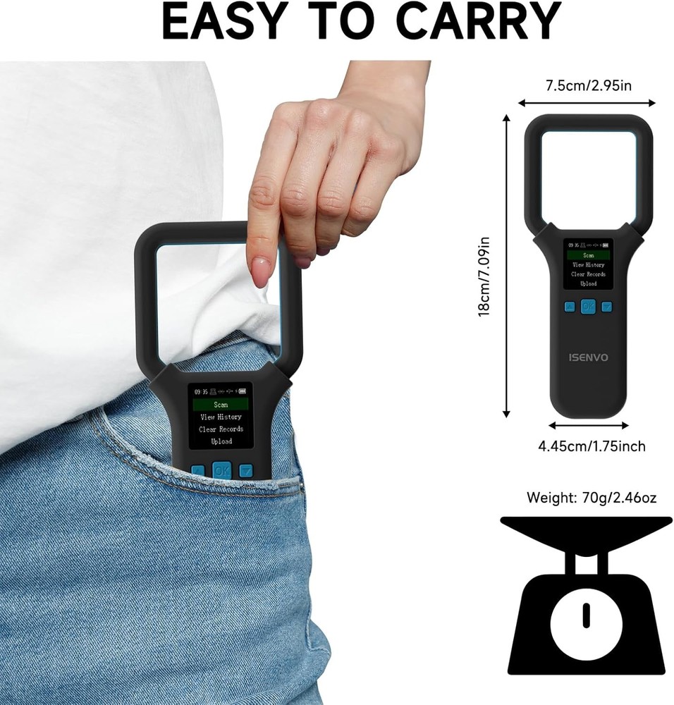 AR190E Bluethooth Pet Microchip Scanner, Wireless Handheld RFID Animal Reader, 1