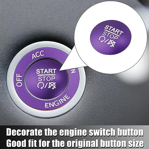 Engine Start Stop Button Cover Kit One Click Push Start Button Trim Purple