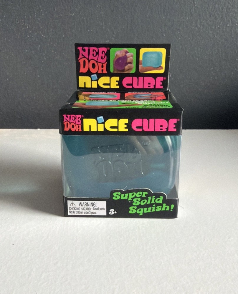 Nee Doh Nice Cubes Ice Cube Toy Fidget Super Solid Squish Blue