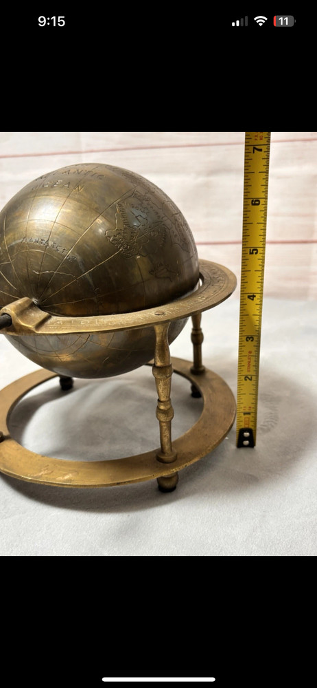 Globe With World Map Full Solid Brass Victorian Era Handmade Rare Globe