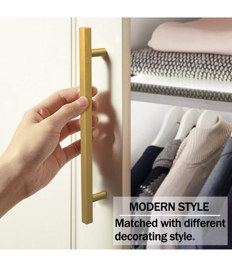 Gold Brushed Satin Brass Stainless Steel Bar Pulls Kitchen Cabinet Handles Knobs