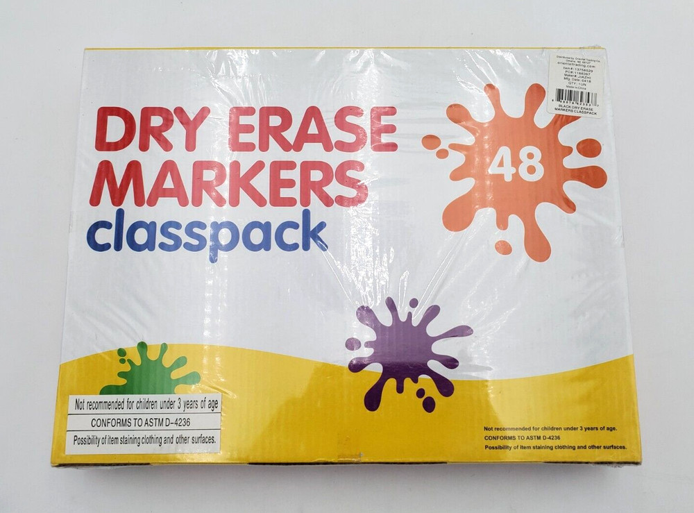 Black Dry Erase Markers Classpack Basic Supplies 48 Pieces New Sealed
