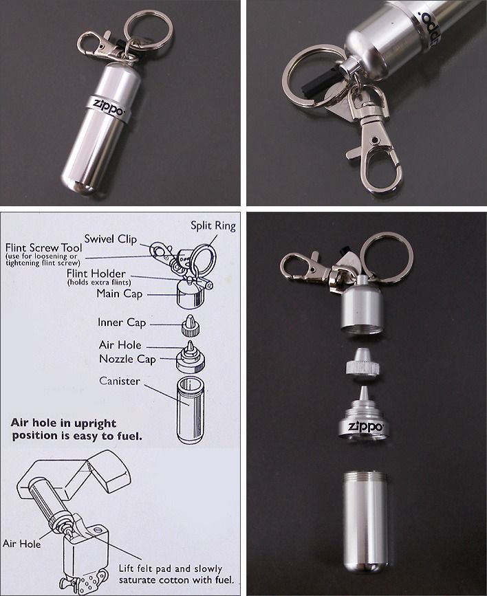 Zippo Fuel Canister with Key Ring, High Polished Silver, 121503, New In Box