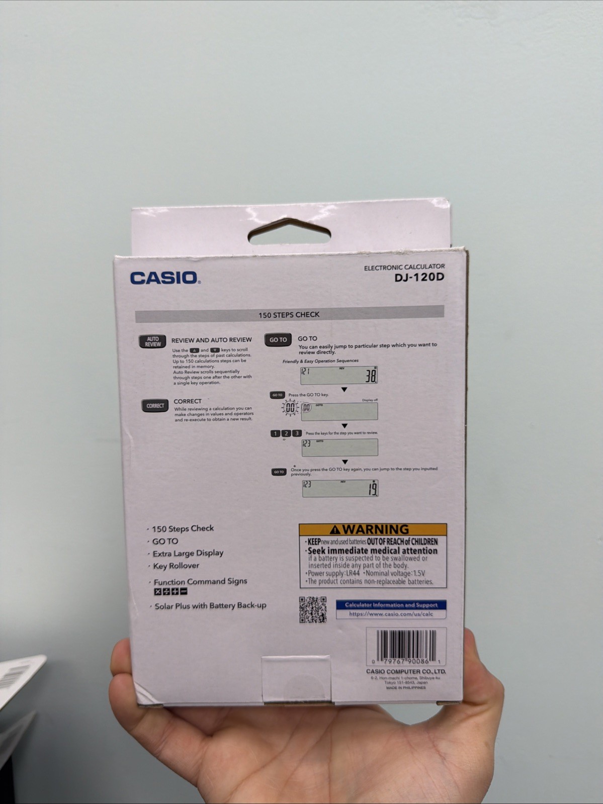 Casio DJ-120D 12-Digit Desktop Calculator Two-Way Power 150-Step Check