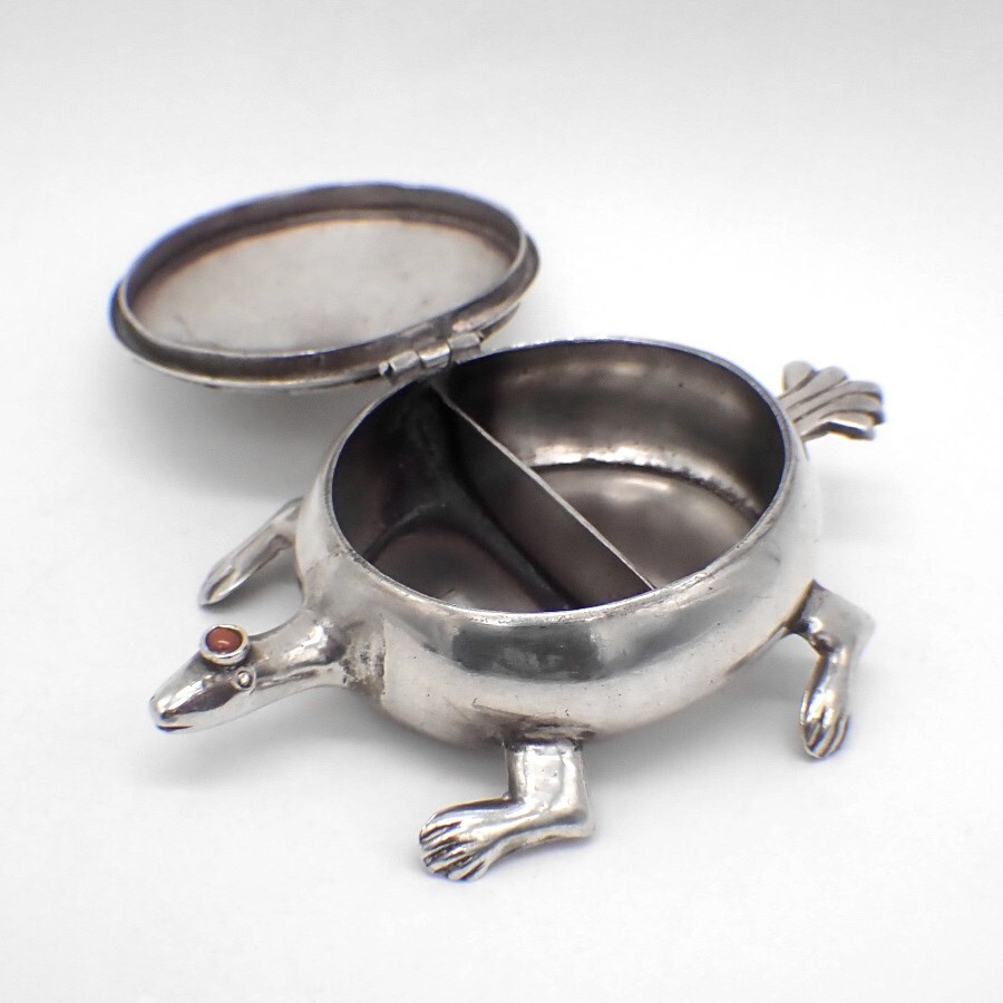 Turtle Form Box Double Compartment Sterling Silver