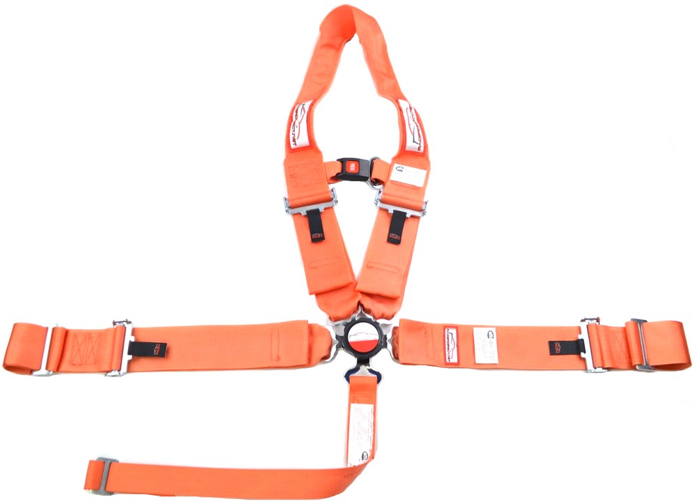 HANS RACE HARNESS 5 POINT CAM LOCK WITH STERNUM STRAP ORANGE