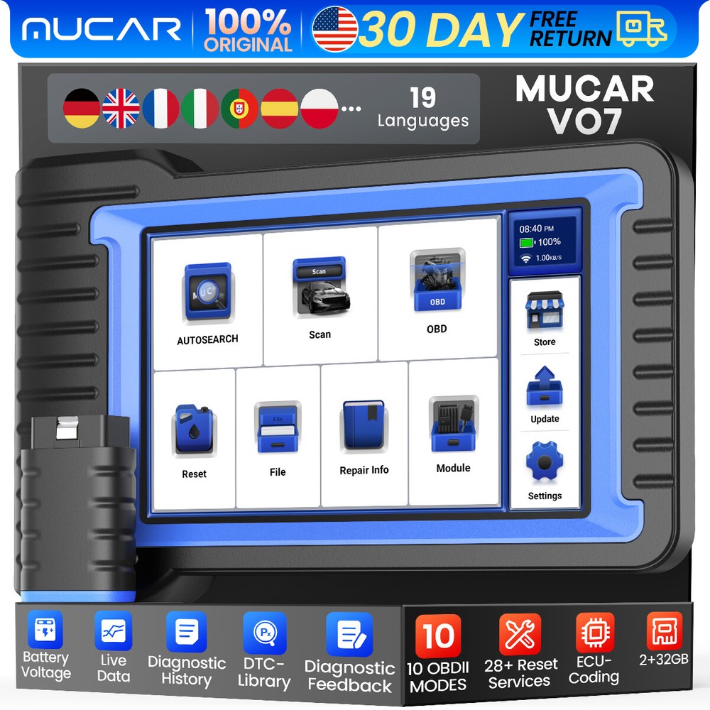 MUCAR VO7 Bluetooth OBD2 Scanner Bi-directional Scan Tool Full System Diagnostic