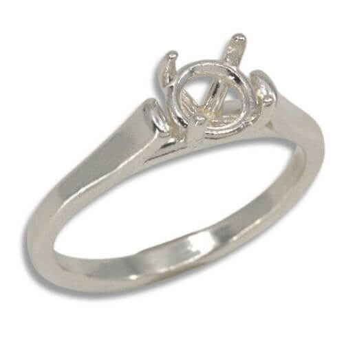 Round Basket Head Solitaire Cathedral Pre-notched Ring Mounting