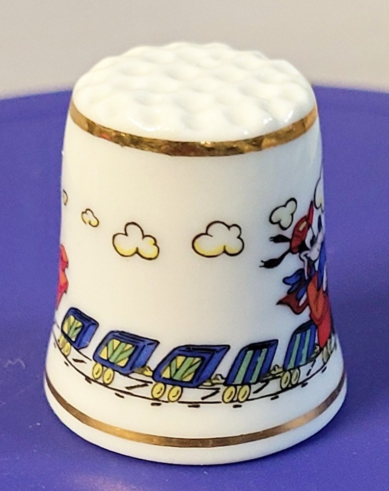 ENGINEER GOOFY with PLUTO First Character Porcelain Thimble Circa 1983
