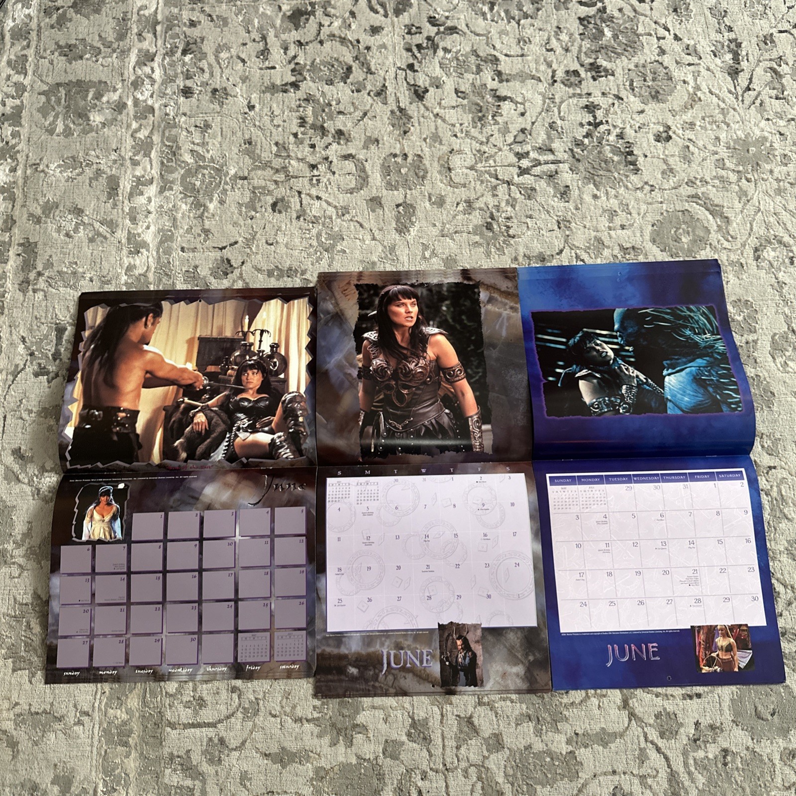 LOT X 3 - Xena Warrior Princess - Calendars 1999, 2000 and 2001 - Never used!