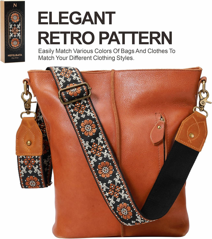 Purse Strap, 2" Crazy Horse Leather End Shoulder Strap Adjustable Replacement,Re