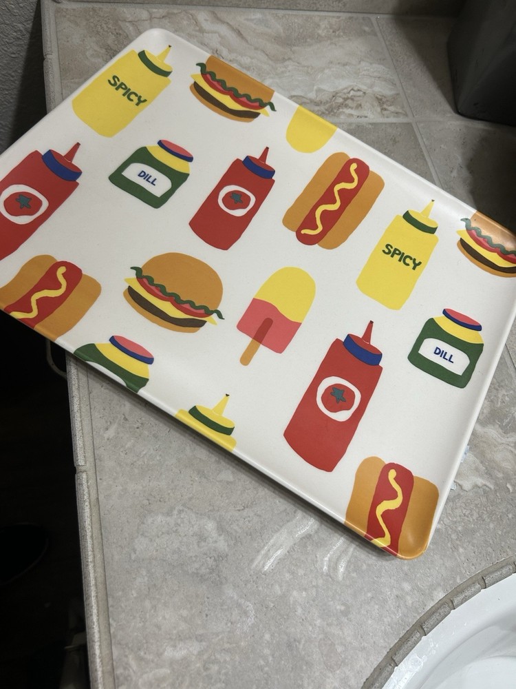 Kitchie Retro Melamine Serving Platter Rectangle - 15.5” X 11” Room Essential