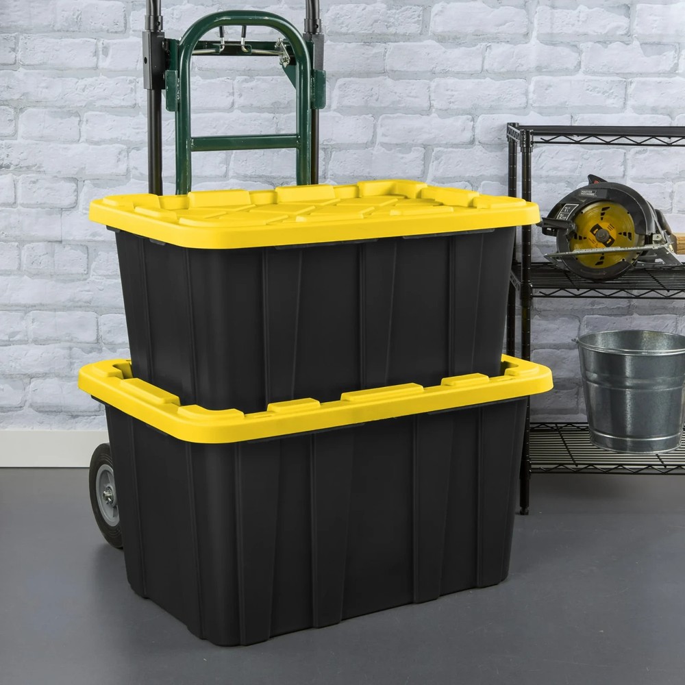 6 Pack Sterilite Large 27 Gallon Durable Plastic Storage Bin with Snap-On Lid
