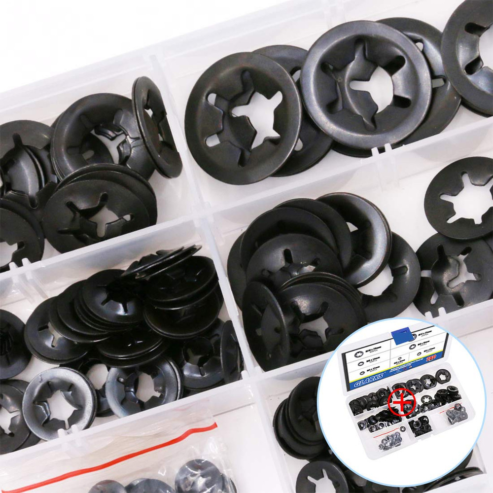280Pcs Internal Tooth Starlock Push On Locking Washers Speed Clips Fasteners Ass
