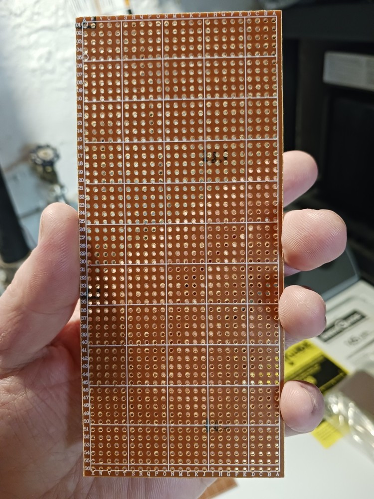 Prototype circuit board 14.5 x 6.5 cm tinned one side with linear pattern PCB x1