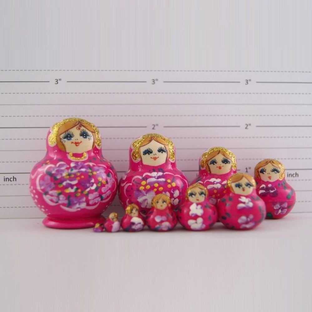 Nesting Dolls Small 10 pcs Neon Pink with Neon Violet