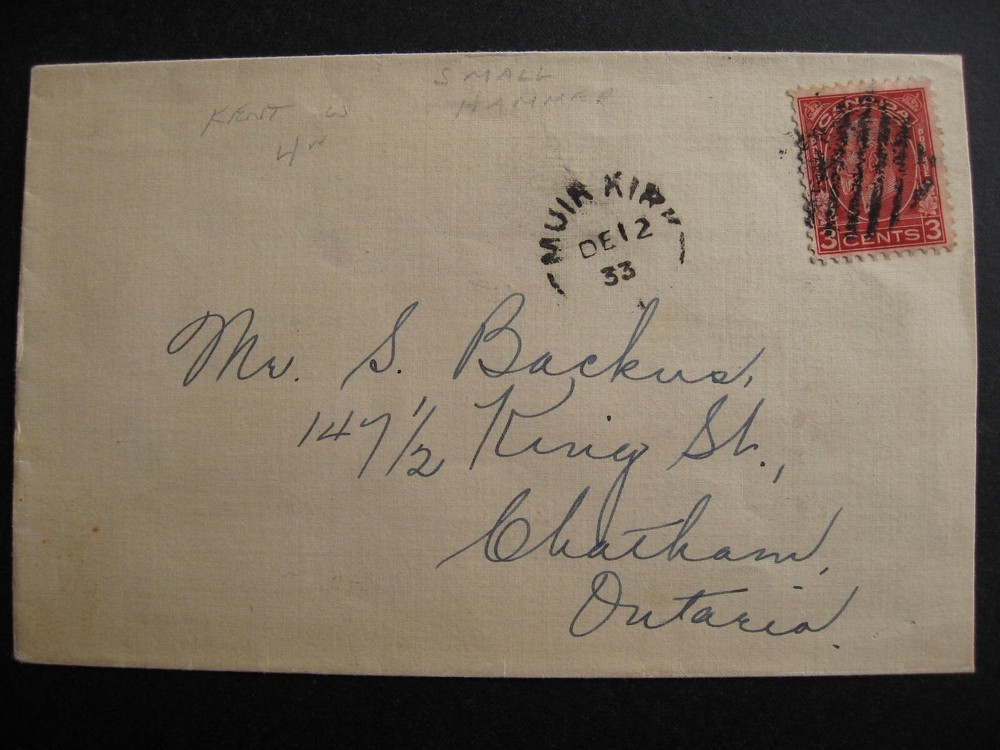 Canada Muirkirk ON split ring cancel on cover