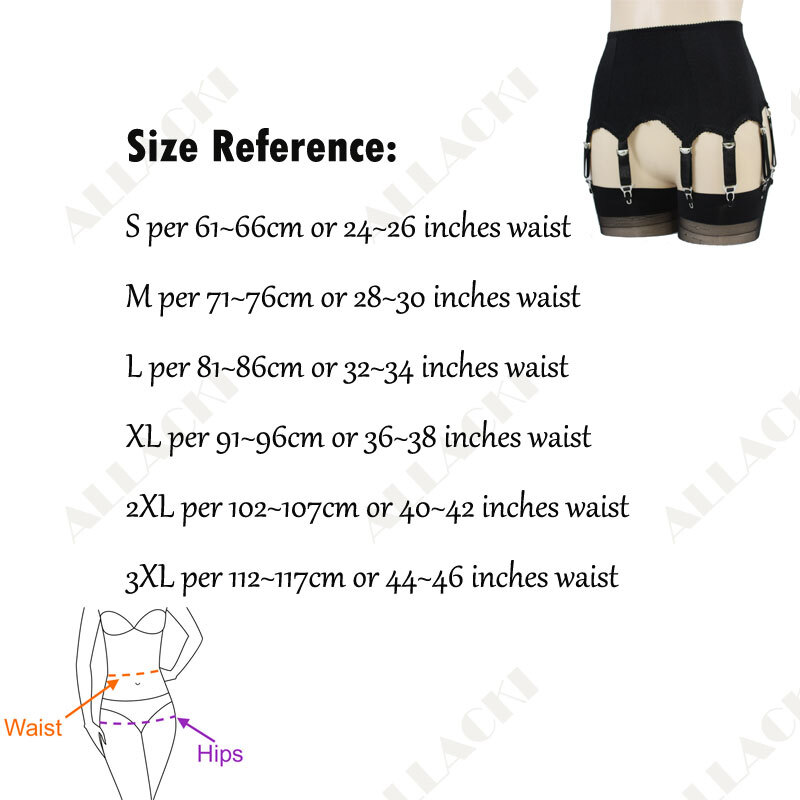 Alacki Retro Style 8 Straps Garter Belts Plain Color Suspender Belt Underwear