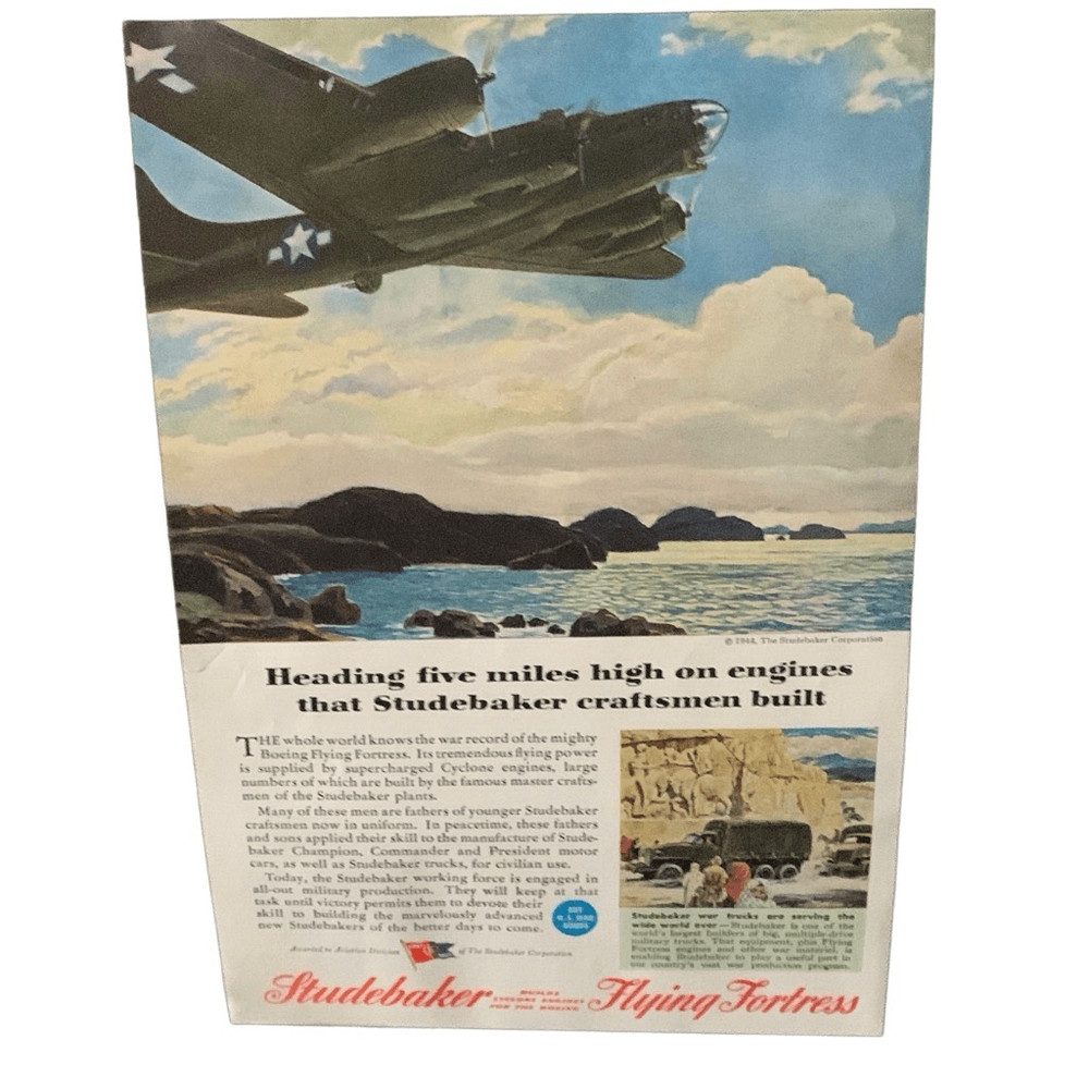 Vintage 1943 Studebaker Flying Fortress Ad Advertisement