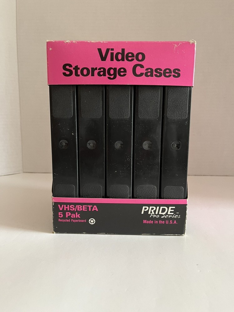 5 Empty VHS / BETA Black Hard Plastic Snap Lock Box Storage Cases NOS