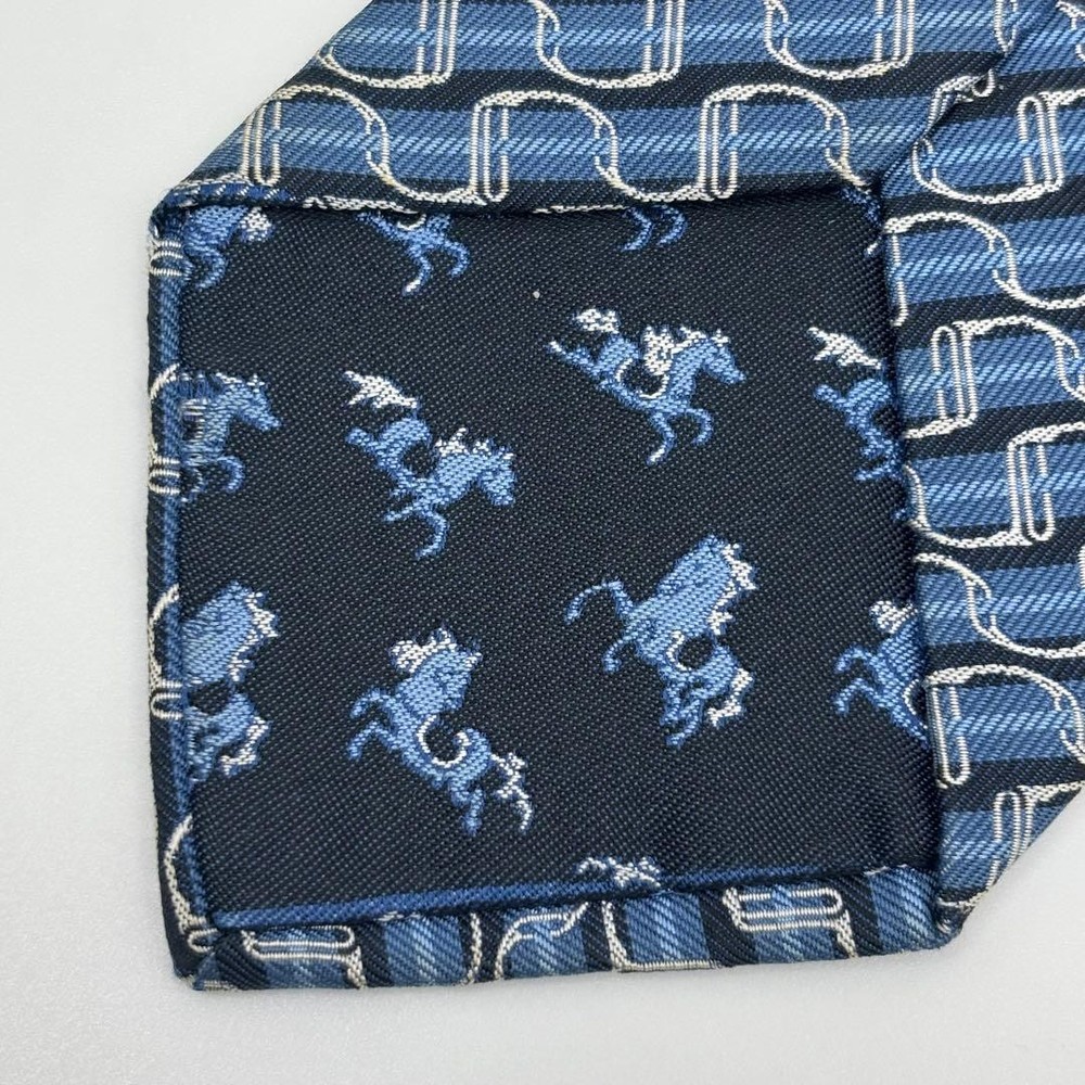 HERMES Tie Wave Total Pattern Light Blue SILK 100
