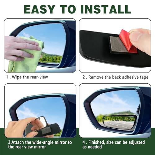 2PCS Blind Spot Mirror, HD Convex Wide Angle Looking Glass, Rectangular Wide
