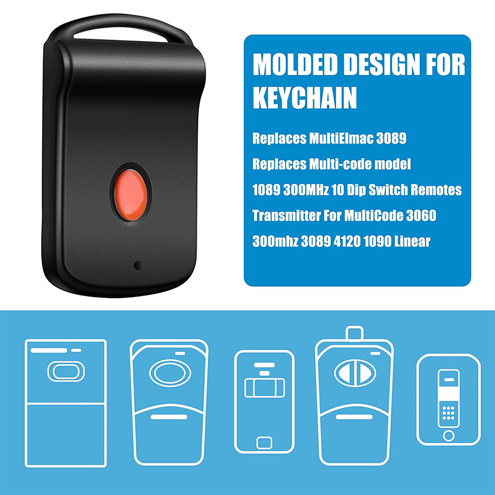 2PC Garage & Gate Door Remote Control Opener Transmitter 10 digit EZ Code 300MHz